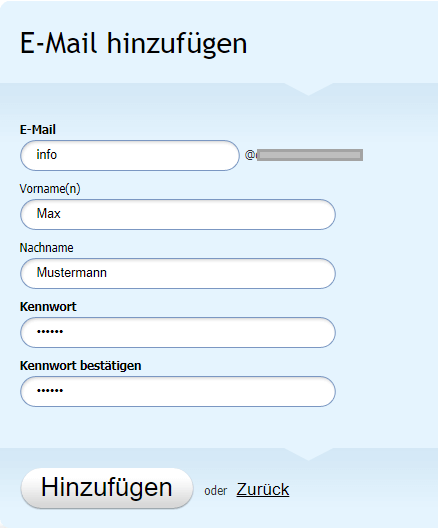 Wie man E-Mail Konto bei Webnode erstellt.