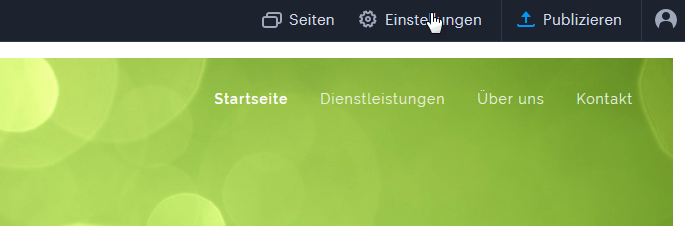 Einstellungen im Webnode-Editor