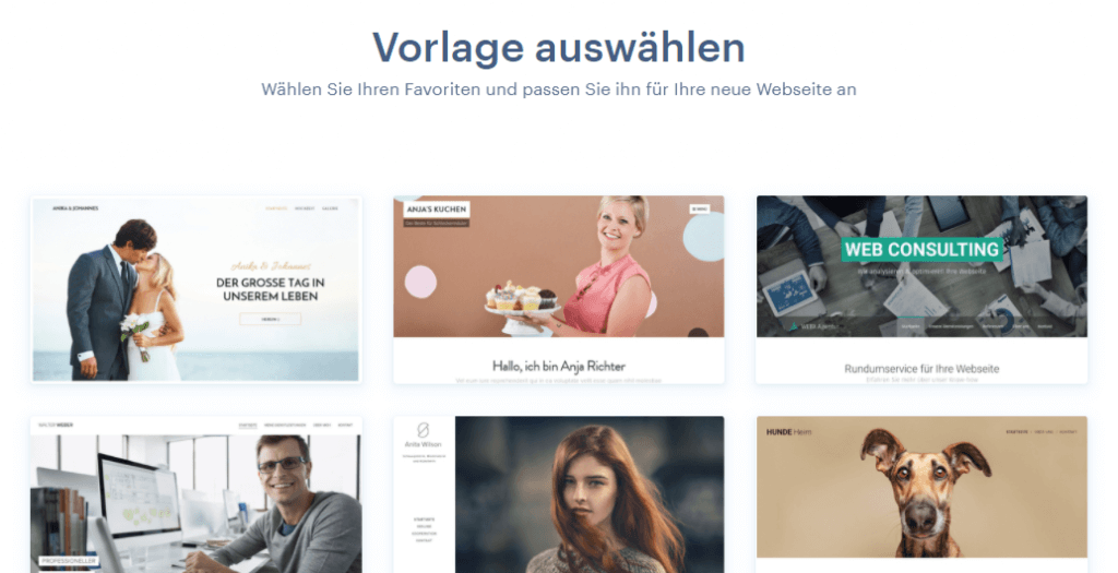 Vorlage auswählen
