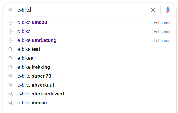 Auto-Fill-Funktion in der Google-Suche