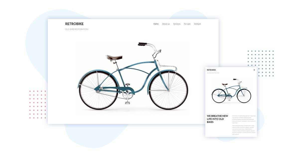 Website Vorlage ein Fahrrad auf der Startseite und weiter nichts