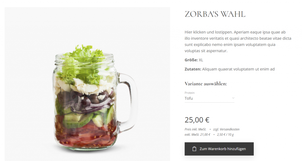 Preisangaben im Webnode E-Shop