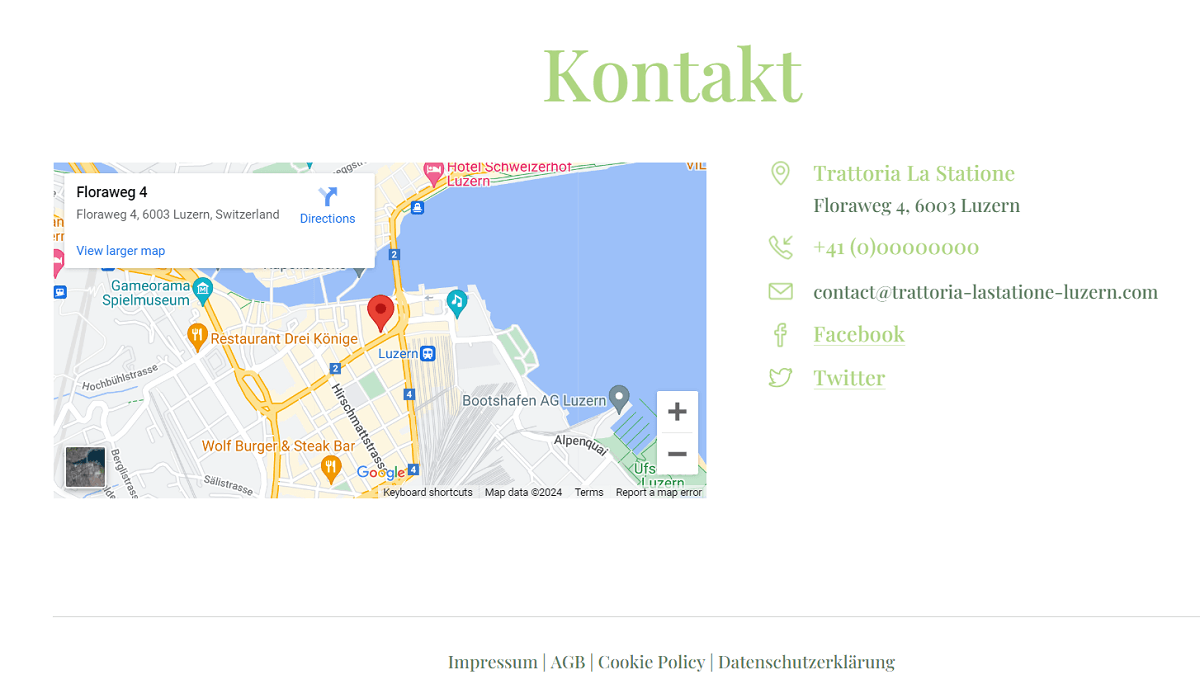 Kontaktangaben und Karte