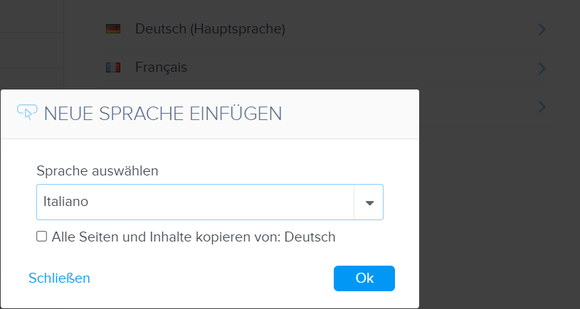 Seiten von einer in die andere Sprache kopieren.