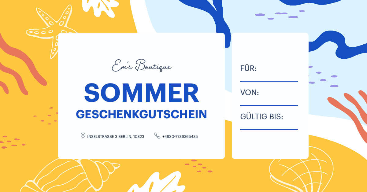 Sommerliche Gutscheine