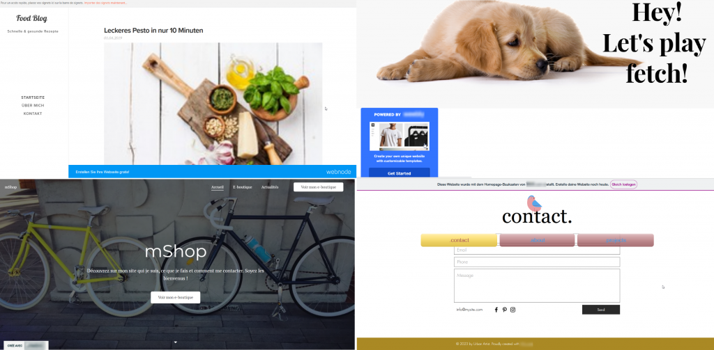 Werbebanner von kostenlosen Websites