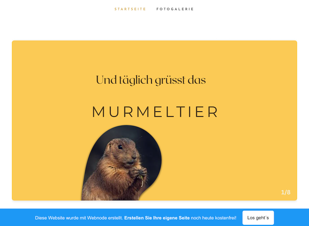 Slideshow als HTML Code im Website Builder von Webnode eingebettet.