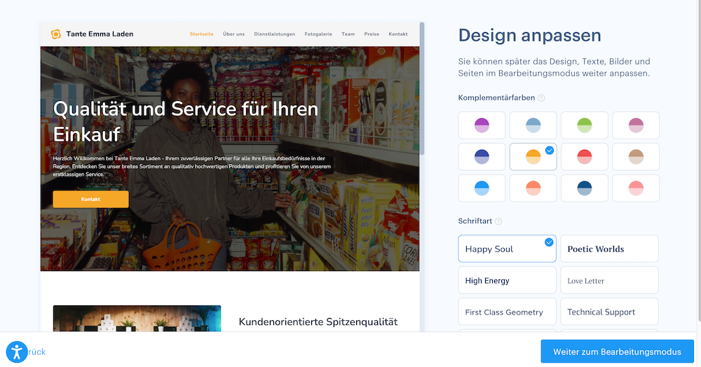 Website Design anpassen