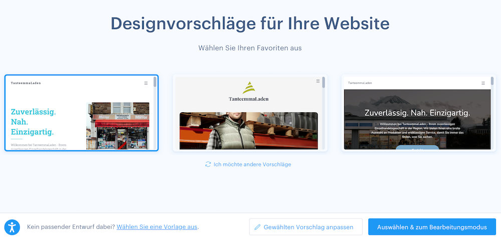 KI generierte Website Design Vorlagen
